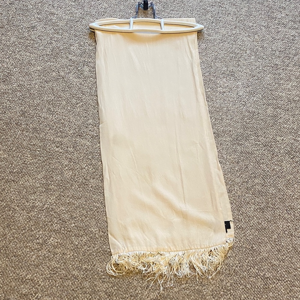 Lanvin Cream Silk Scarf with Fringe